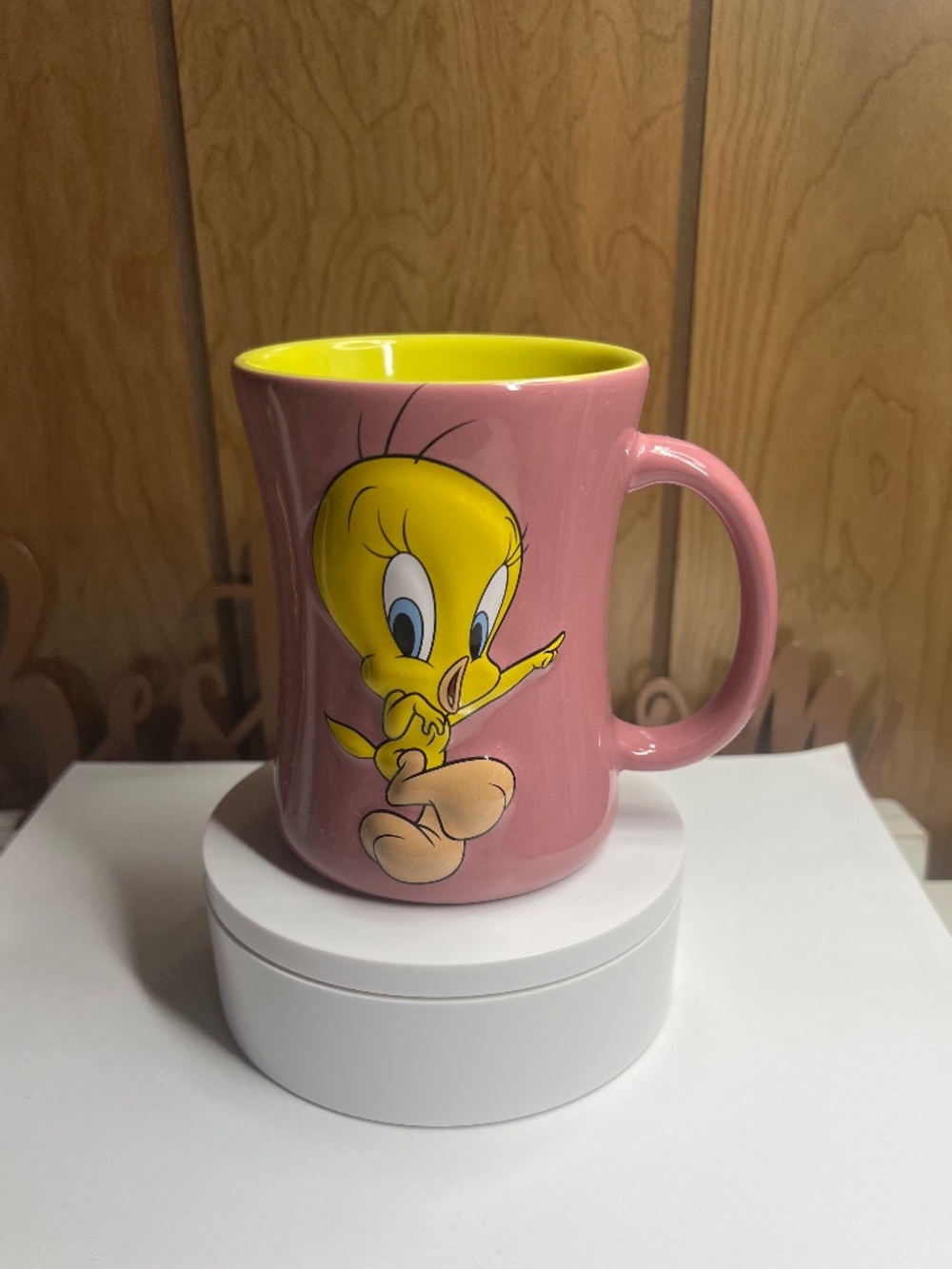 Tweety BirdVintage Looney Tunes Tweety Bird Ceramic Coffee Mug Pink Yellow Warne